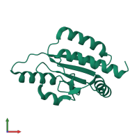 PDB entry 1o6d coloured by chain, front view.