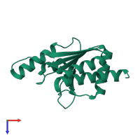 PDB entry 1o6d coloured by chain, top view.