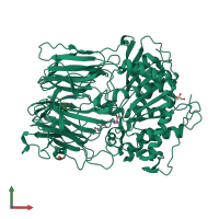 PDB entry 1o6f coloured by chain, front view.