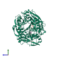 PDB entry 1o6f coloured by chain, side view.