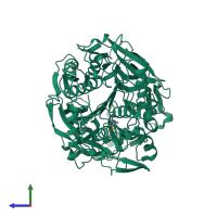 PDB entry 1o6g coloured by chain, side view.