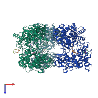 PDB entry 1o6h coloured by chain, top view.