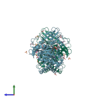PDB entry 1o6i coloured by chain, side view.