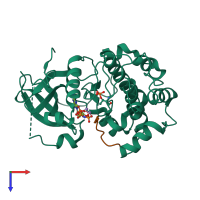 PDB entry 1o6l coloured by chain, top view.