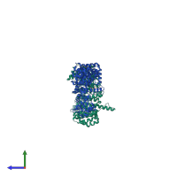 PDB entry 1o6o coloured by chain, side view.