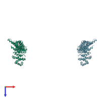 PDB entry 1o6p coloured by chain, top view.