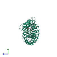 PDB entry 1o6t coloured by chain, side view.