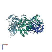 PDB entry 1o6u coloured by chain, top view.