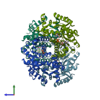 PDB entry 1o6z coloured by chain, side view.