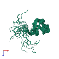 PDB entry 1o78 coloured by chain, ensemble of 20 models, top view.