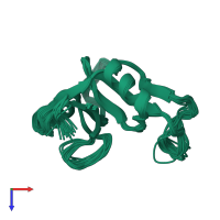 PDB entry 1o7b coloured by chain, ensemble of 20 models, top view.