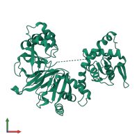 PDB entry 1o7f coloured by chain, front view.