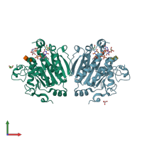 PDB entry 1o7q coloured by chain, front view.