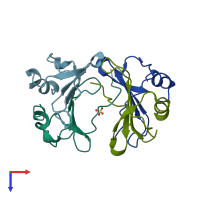 PDB entry 1o7y coloured by chain, top view.