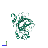 PDB entry 1o8g coloured by chain, side view.