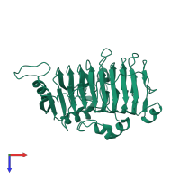 PDB entry 1o8k coloured by chain, top view.