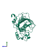 PDB entry 1o8l coloured by chain, side view.