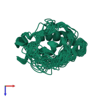 PDB entry 1o8r coloured by chain, ensemble of 30 models, top view.