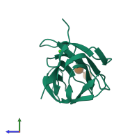PDB entry 1o8s coloured by chain, side view.