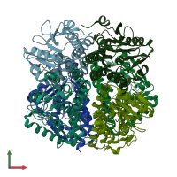 PDB entry 1o8u coloured by chain, front view.