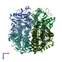 PDB entry 1o8u coloured by chain, top view.