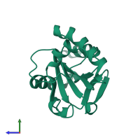 PDB entry 1o8w coloured by chain, side view.