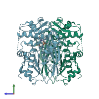 PDB entry 1o90 coloured by chain, side view.