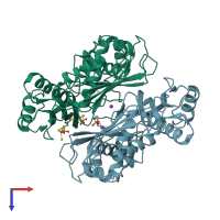 PDB entry 1o90 coloured by chain, top view.