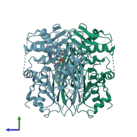 PDB entry 1o92 coloured by chain, side view.