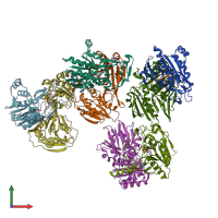 PDB entry 1o96 coloured by chain, front view.