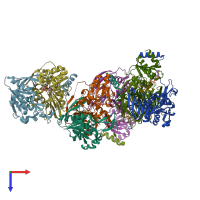 PDB entry 1o96 coloured by chain, top view.