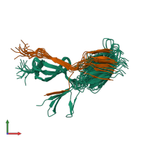 PDB entry 1o9a coloured by chain, ensemble of 15 models, front view.