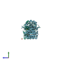 PDB entry 1o9b coloured by chain, side view.