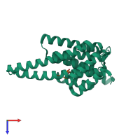 PDB entry 1o9d coloured by chain, top view.