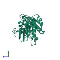 PDB entry 1o9g coloured by chain, side view.