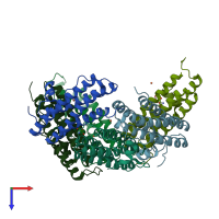 PDB entry 1o9r coloured by chain, top view.