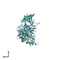 PDB entry 1o9s coloured by chain, side view.