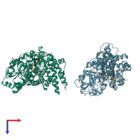 PDB entry 1oa0 coloured by chain, top view.