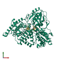 PDB entry 1oa1 coloured by chain, front view.