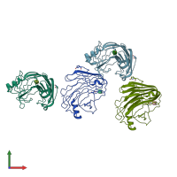 PDB entry 1oa3 coloured by chain, front view.