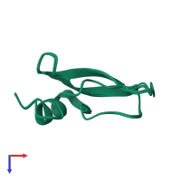 PDB entry 1oa6 coloured by chain, ensemble of 3 models, top view.