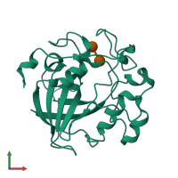 PDB entry 1oa7 coloured by chain, front view.