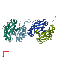 PDB entry 1oa8 coloured by chain, top view.