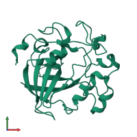 PDB entry 1oa9 coloured by chain, front view.