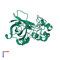PDB entry 1oa9 coloured by chain, top view.