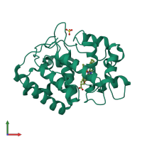 PDB entry 1oag coloured by chain, front view.