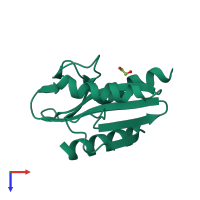 PDB entry 1ob9 coloured by chain, top view.