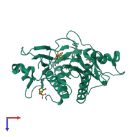 PDB entry 1obg coloured by chain, top view.