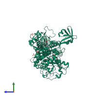 PDB entry 1obh coloured by chain, side view.