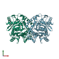 PDB entry 1obj coloured by chain, front view.
